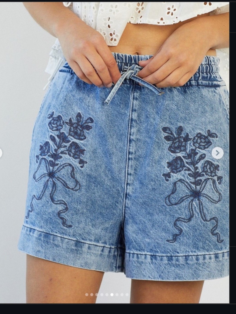 Damson Madder Denim Shorts with Bow